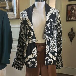 Black and White Patterned Women's Jacket